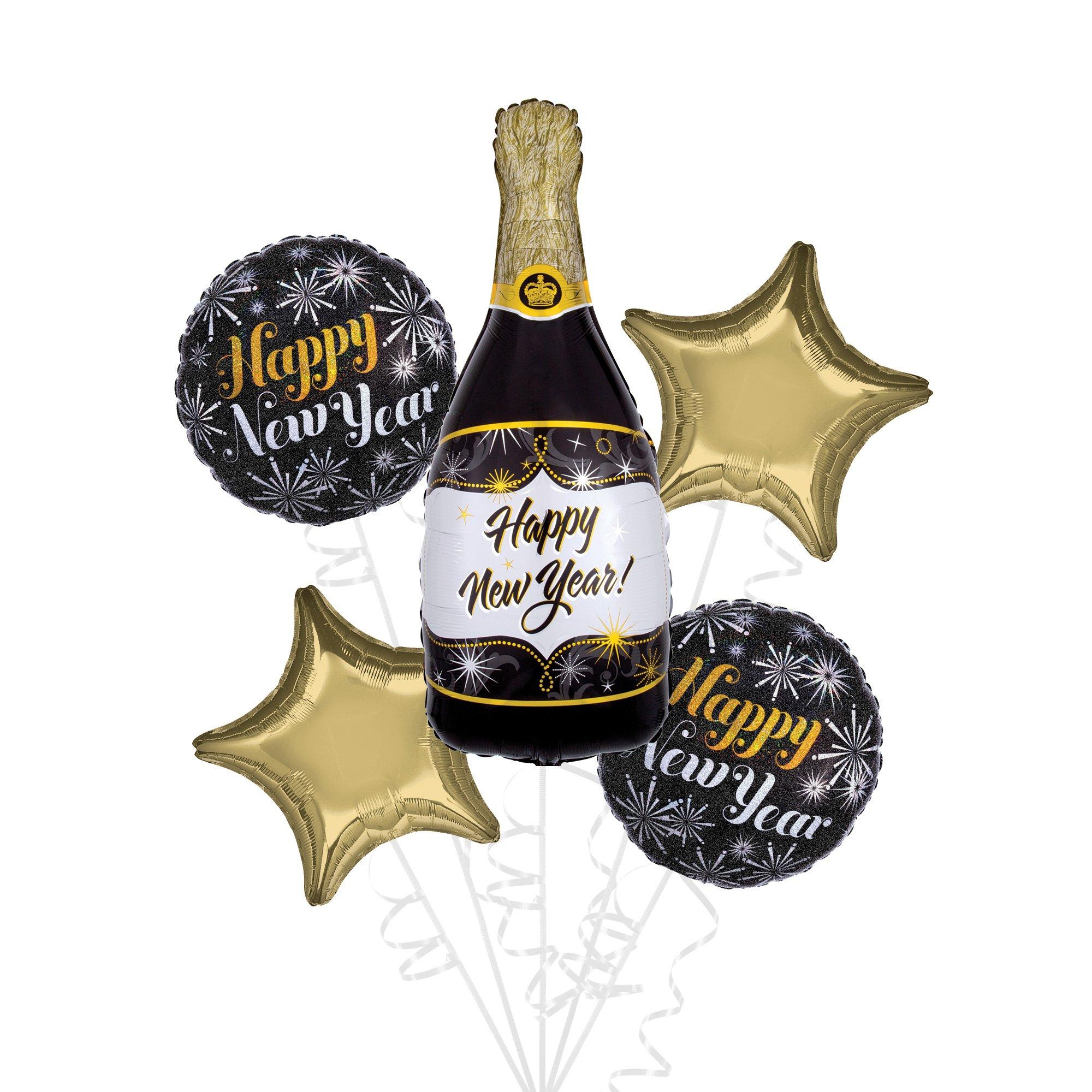 New Year Bubbles Foil Balloon Bouquet with Balloon Weight